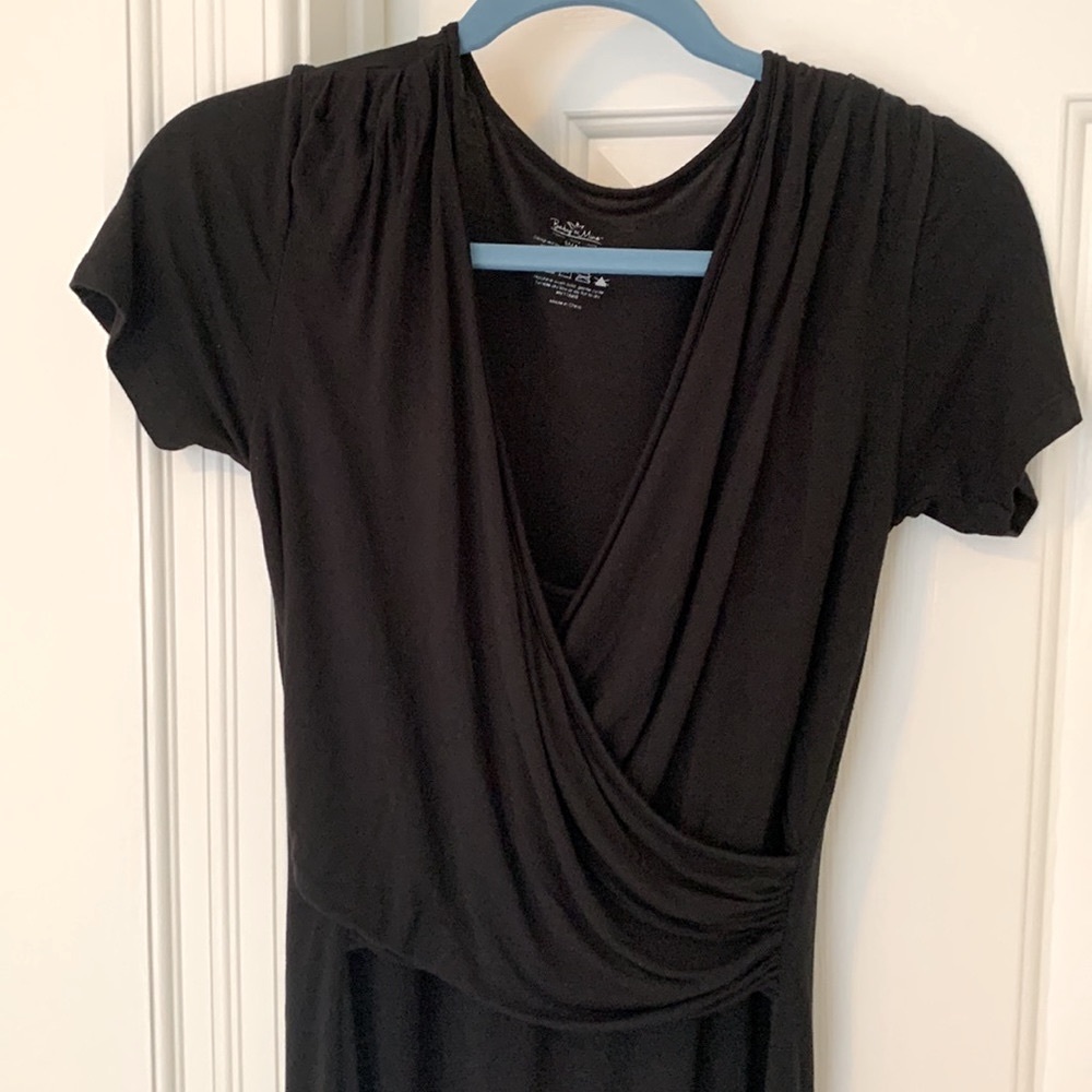 BabyBeMine maternity/nursing ultra soft Black (wrap look top) nightgown or dress